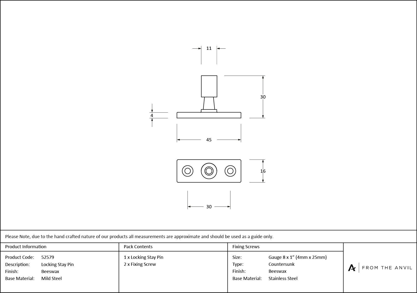 beeswax locking stay pin