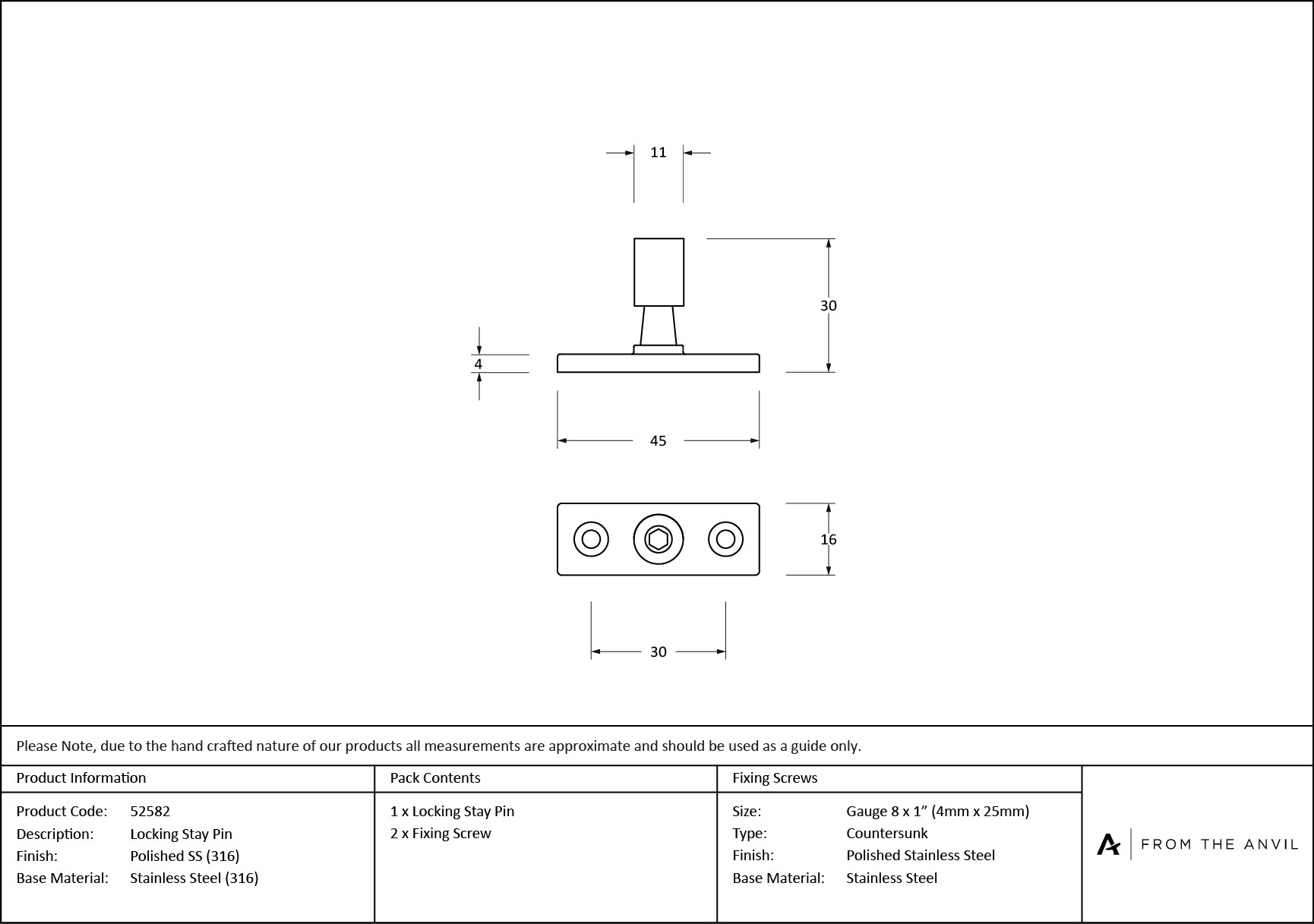 polished marine ss (316) locking stay pin