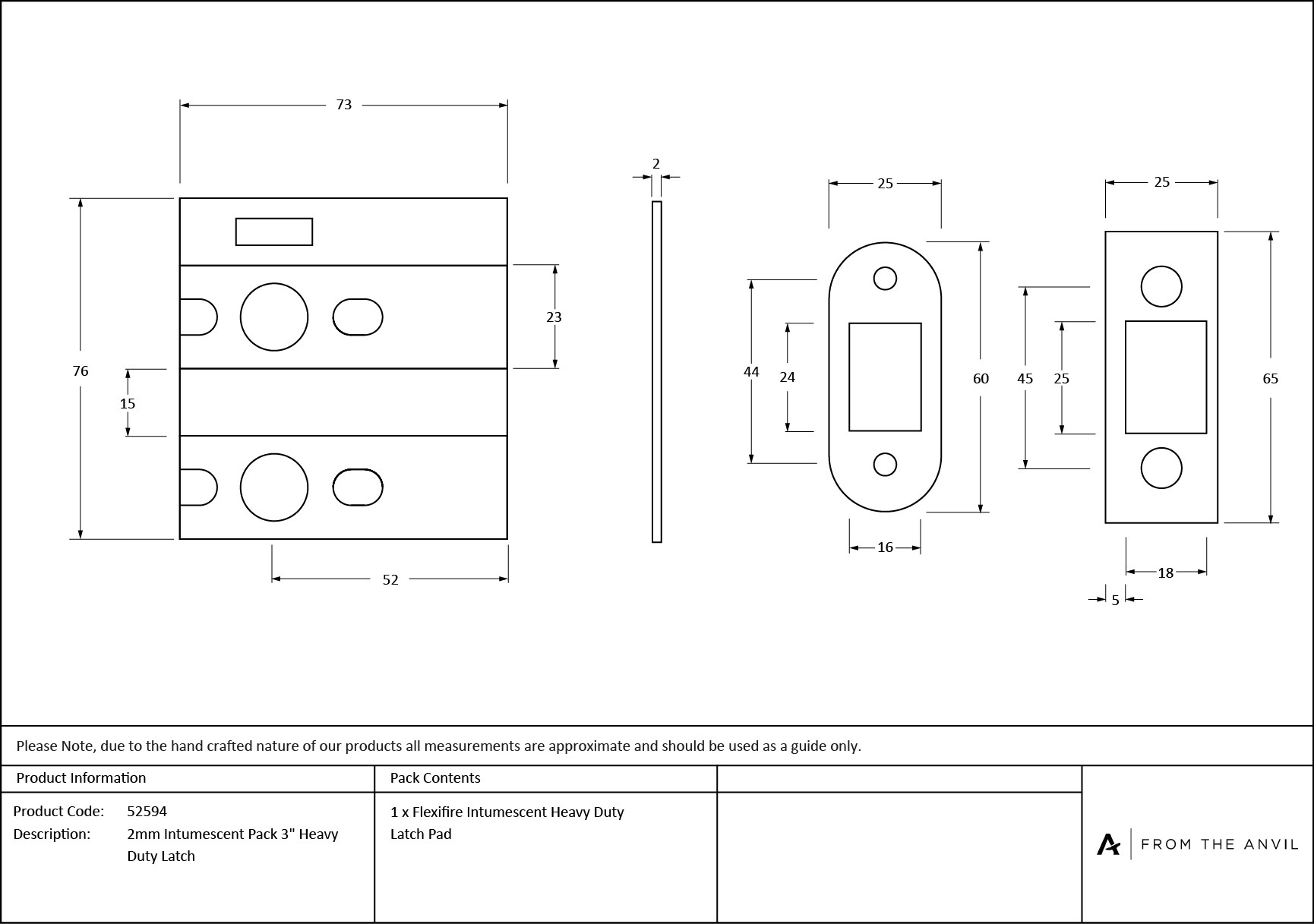 2mm intumescent pack for anvil 3" heavy duty latch's (fd 60)
