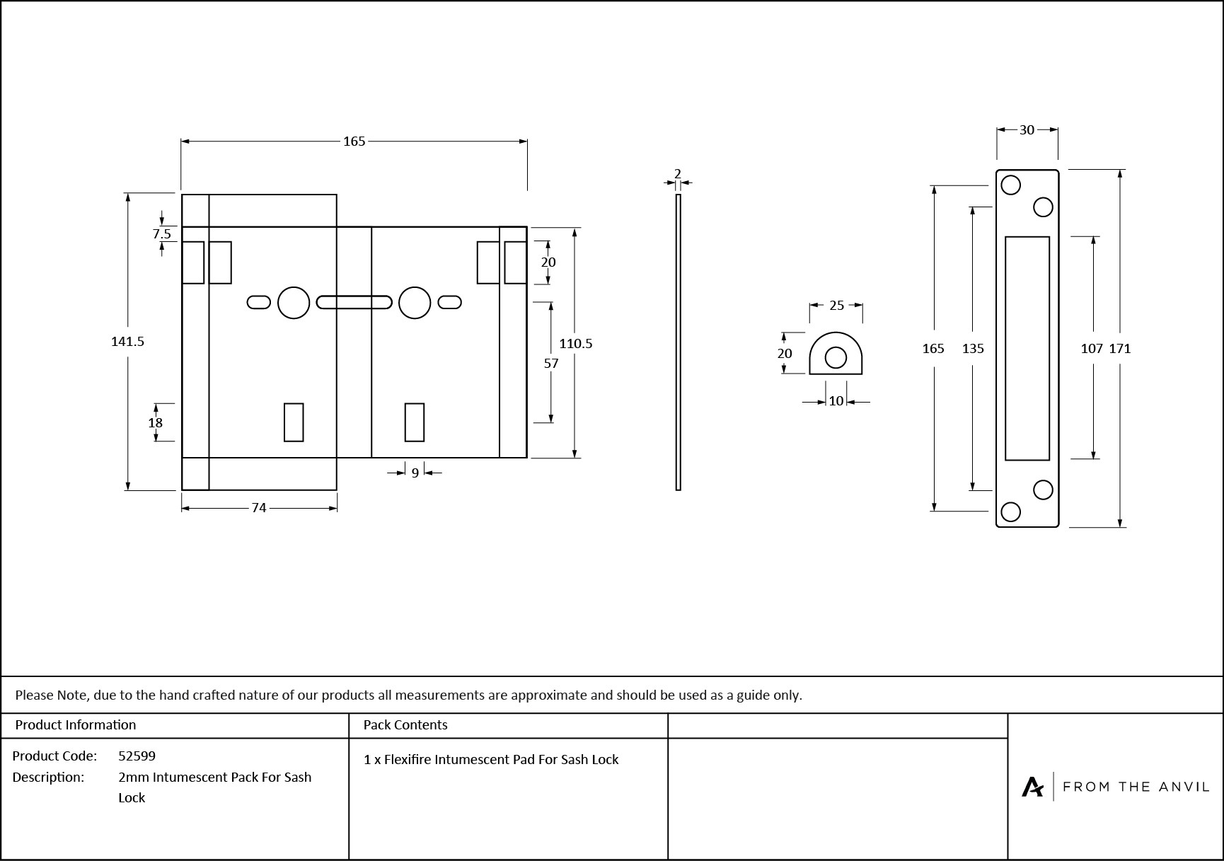 2mm intumescent pack for anvil sash locks (fd 60)