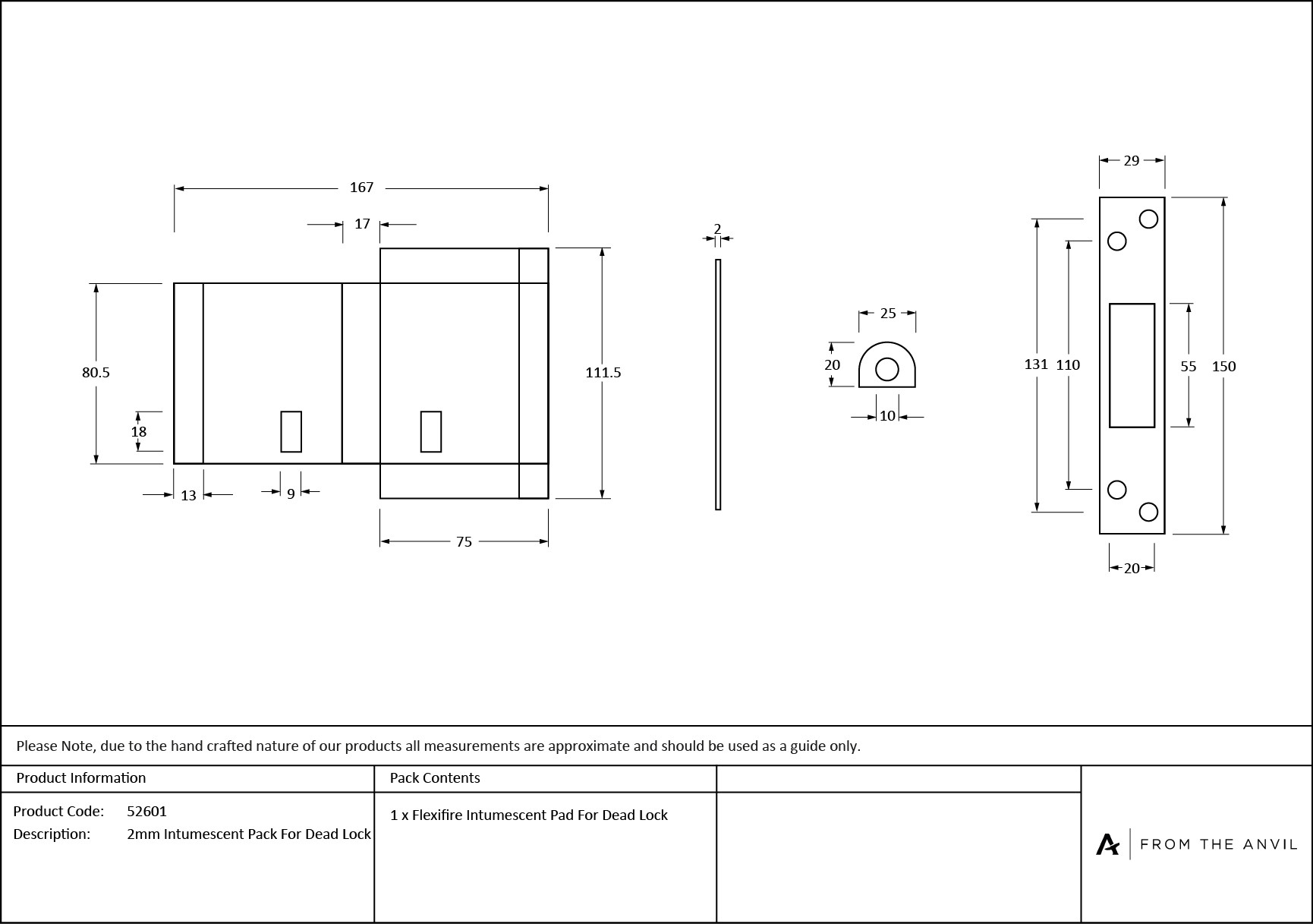 2mm intumescent pack for anvil dead locks (fd 60)