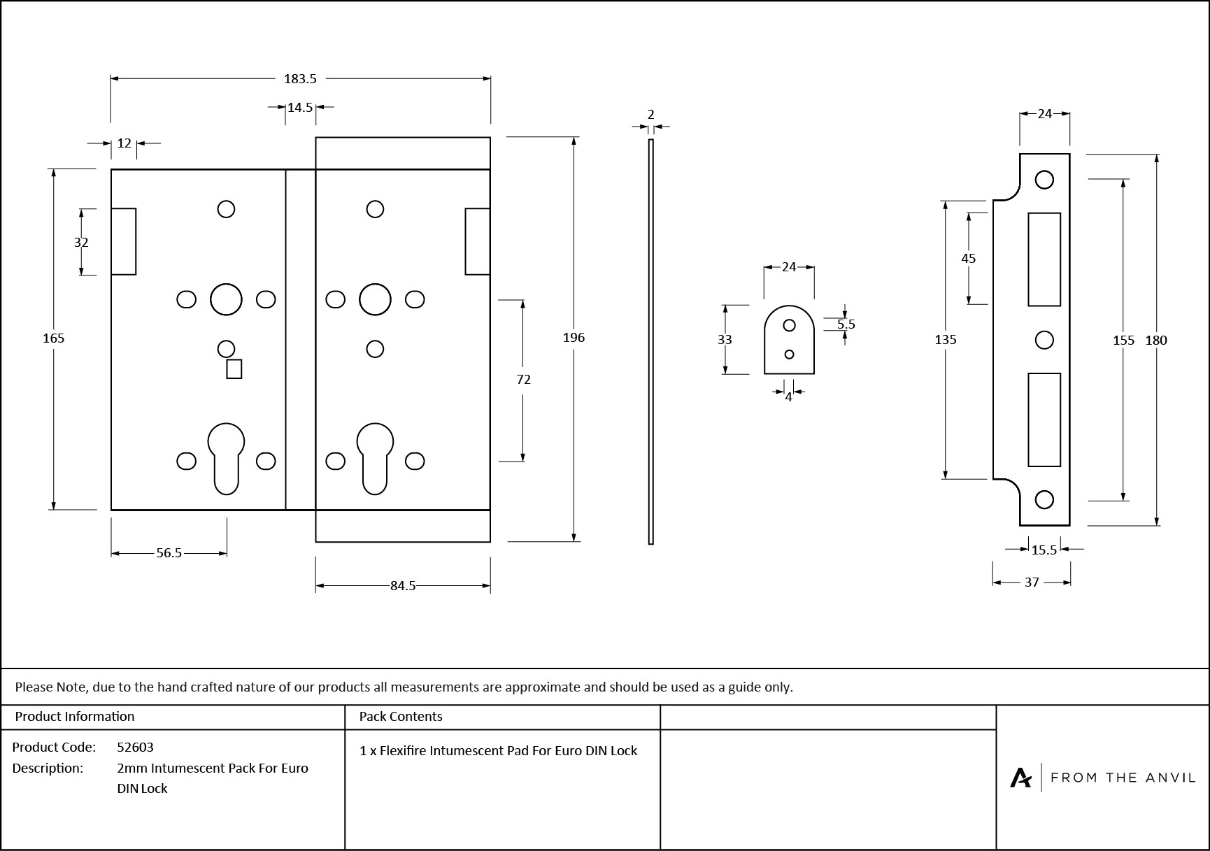 2mm intumescent pack for anvil euro din locks (fd 60)