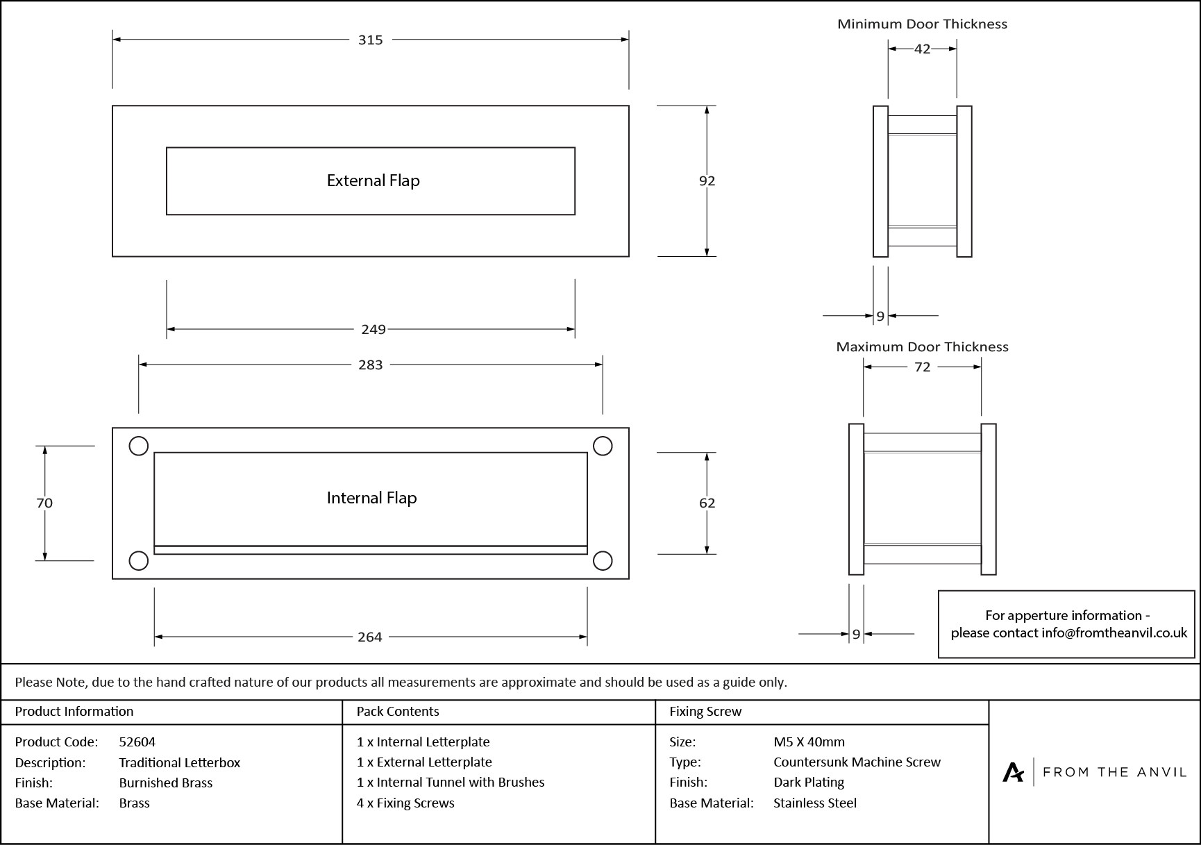 burnished brass traditional letterbox