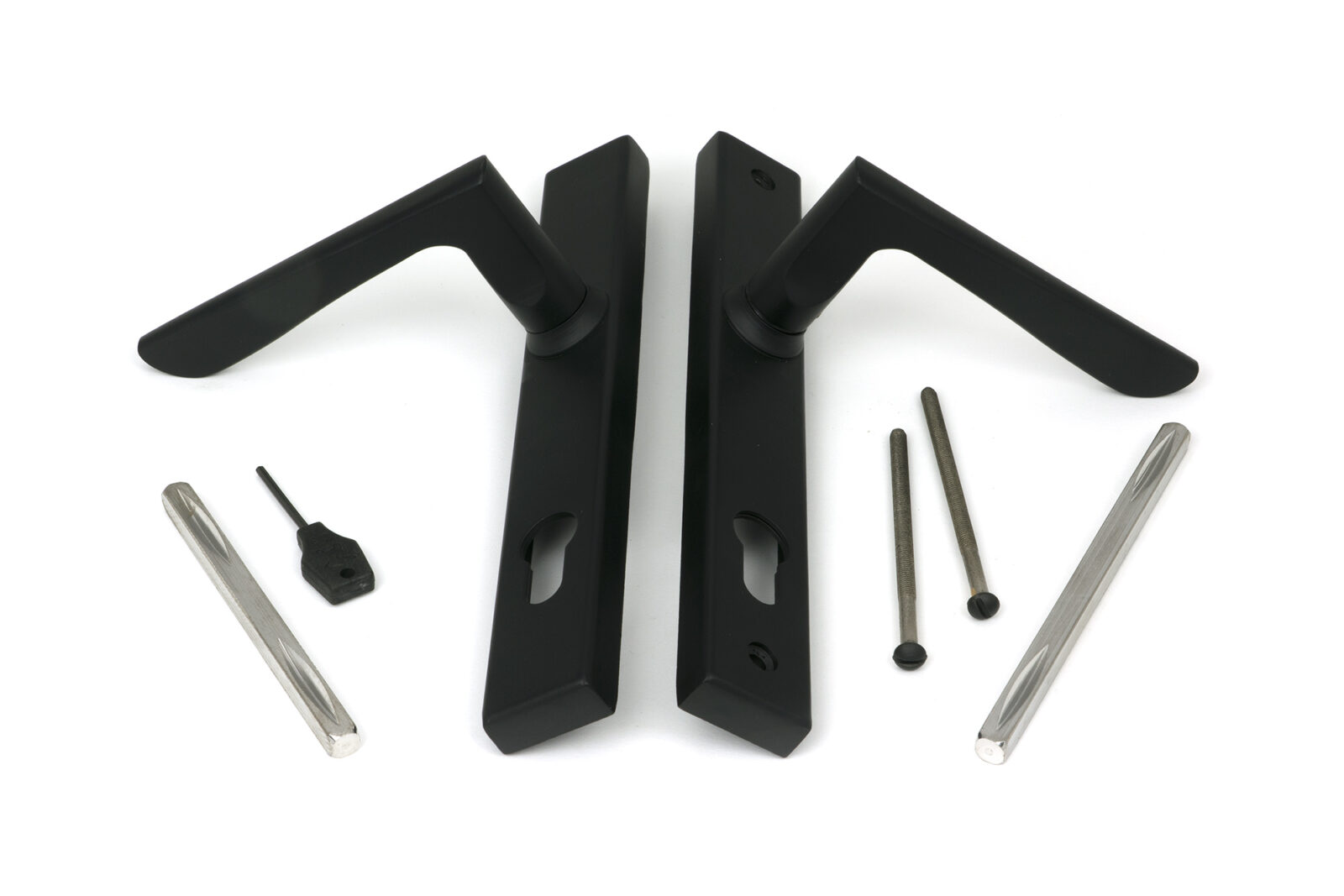 matt black eaton slimline lever espag. lock set