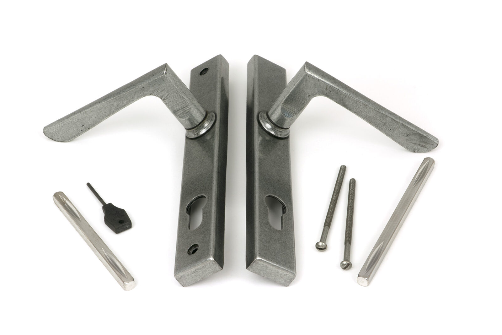 pewter eaton slimline lever espag. lock set