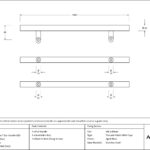 aged brass (316) 1.5m offset t bar handle b2b 32mm Ø