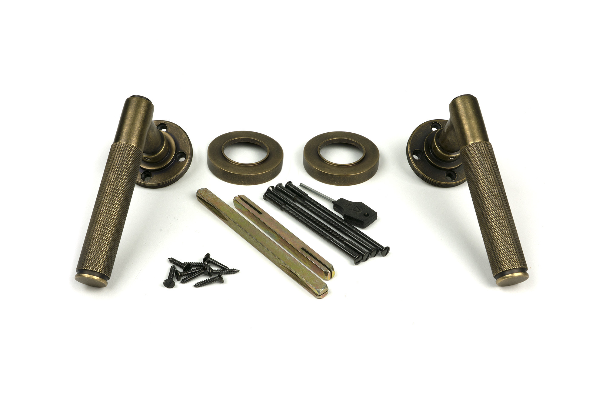 burnished brass brompton lever on rose set (plain) unsprung