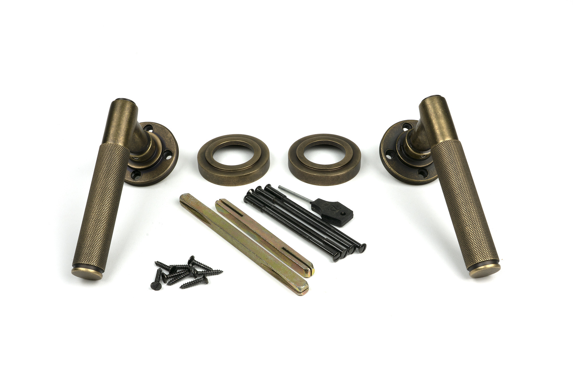 burnished brass brompton lever on rose set (art deco) unsprung