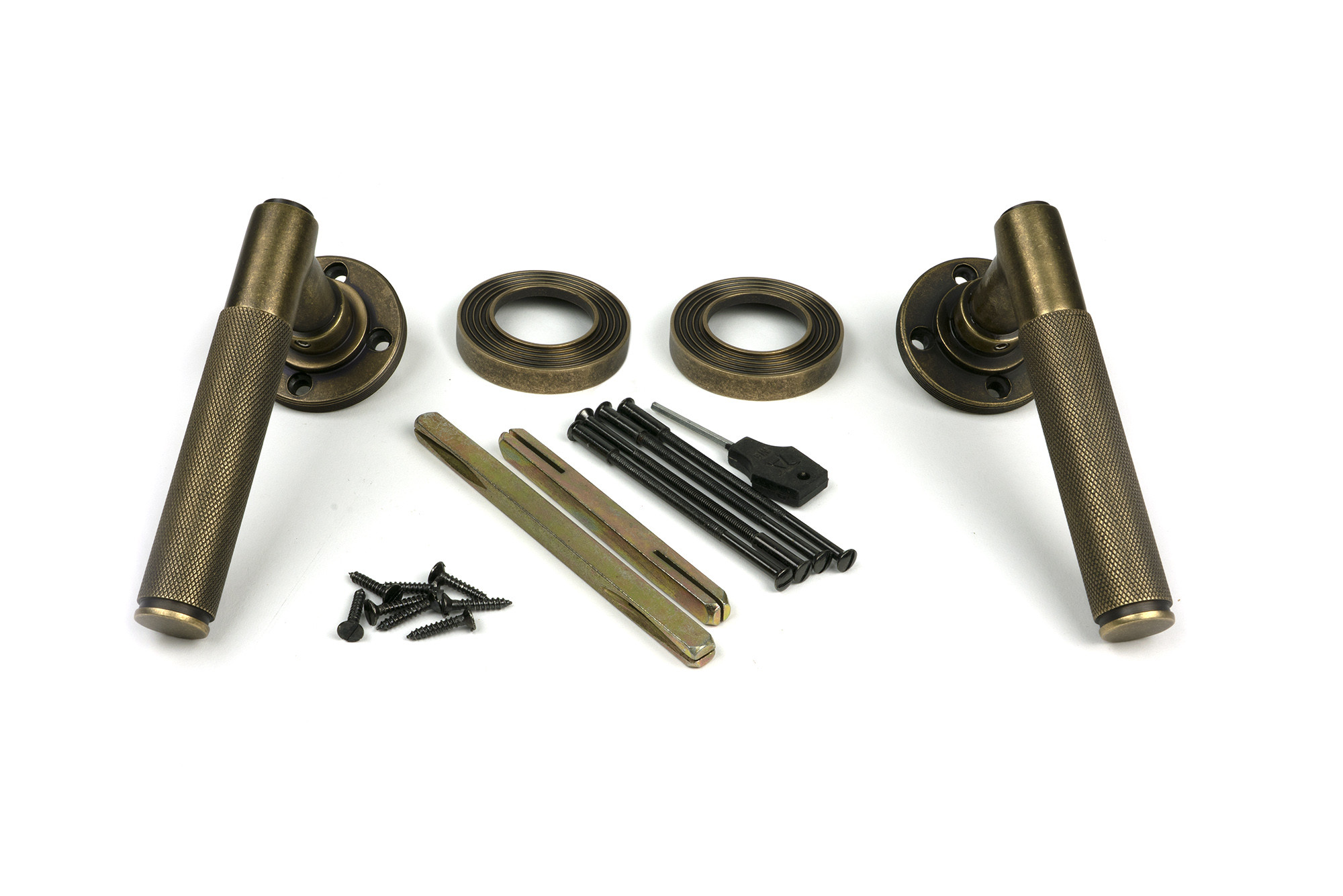 burnished brass brompton lever on rose set (beehive) unsprung