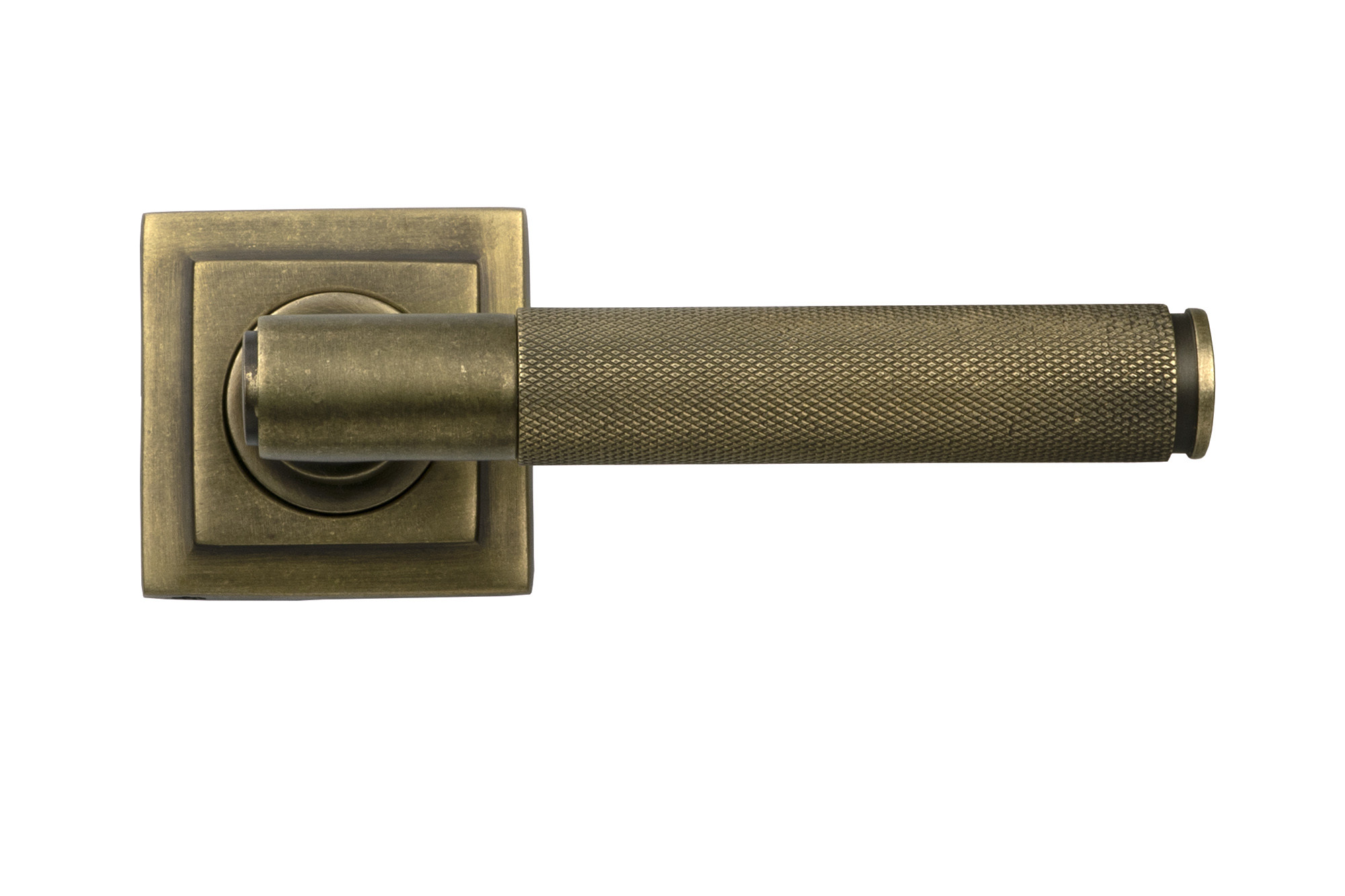 burnished brass brompton lever on rose set (square) unsprung