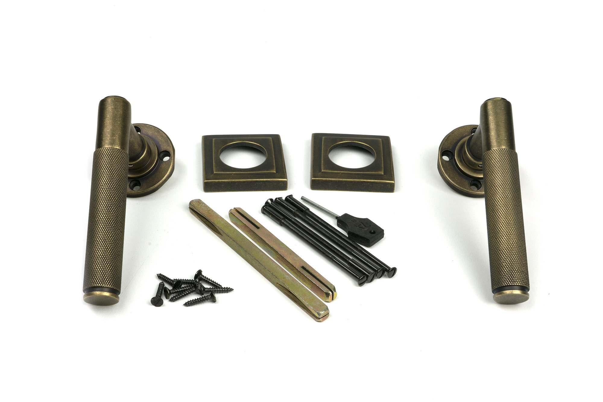 burnished brass brompton lever on rose set (square) unsprung