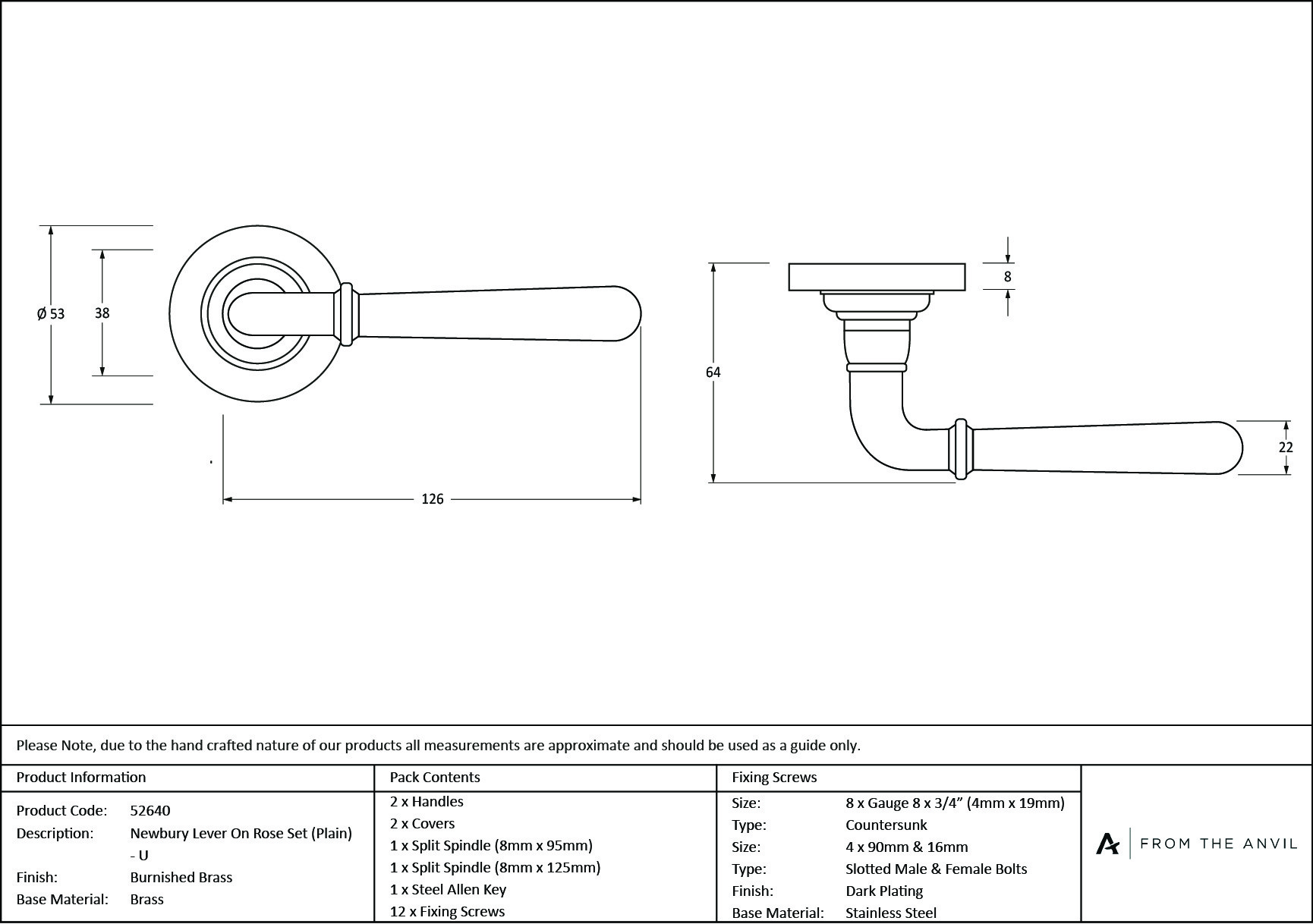 burnished brass newbury lever on rose set (plain) unsprung