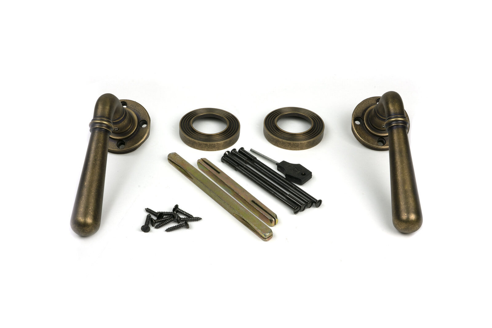 burnished brass newbury lever on rose set (beehive) unsprung