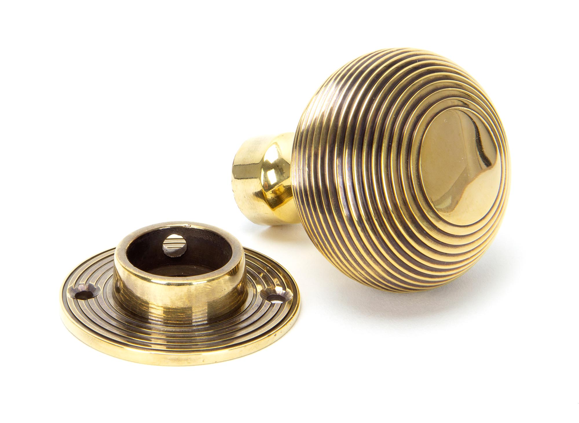 aged brass heavy beehive mortice/rim knob set