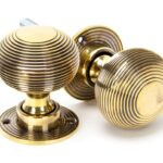 aged brass heavy beehive mortice/rim knob set