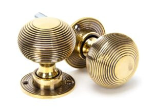 aged brass heavy beehive mortice/rim knob set