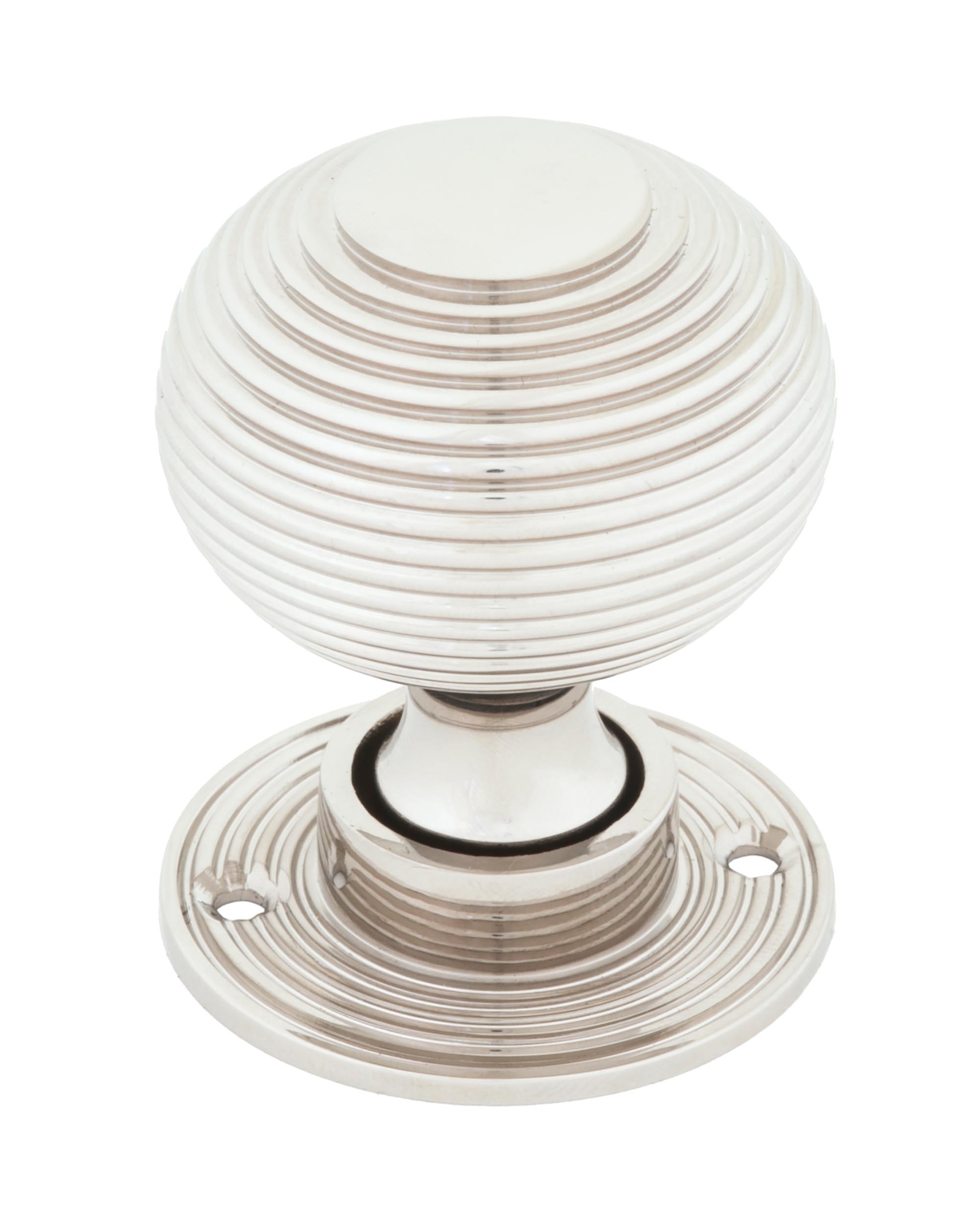polished nickel heavy beehive mortice/rim knob set