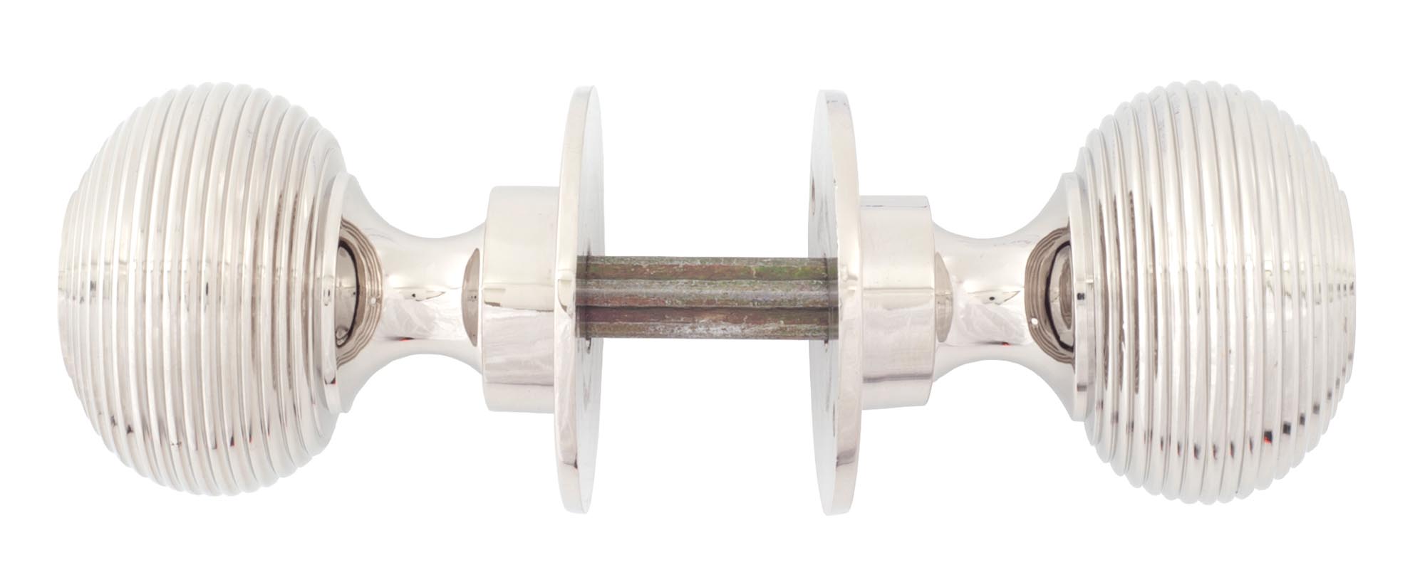 polished nickel heavy beehive mortice/rim knob set