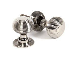 polished nickel heavy beehive mortice/rim knob set