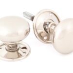 polished nickel mushroom mortice/rim knob set