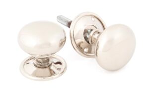 polished nickel mushroom mortice/rim knob set