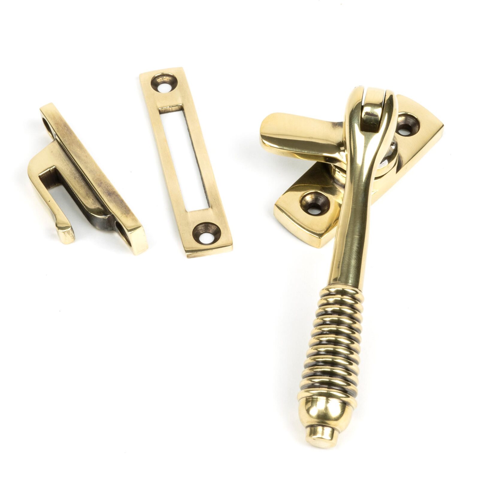 aged brass locking reeded fastener