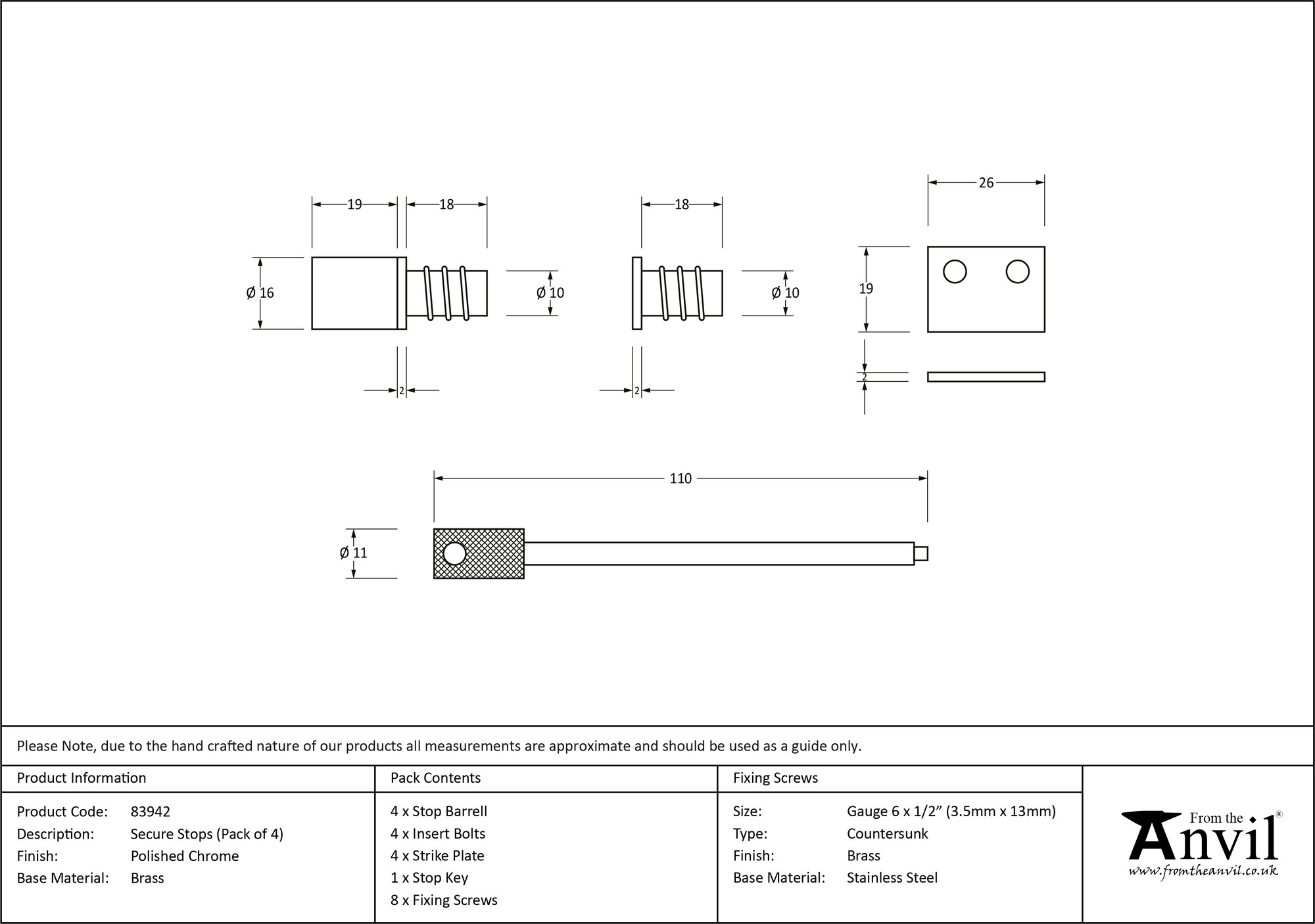 polished chrome secure stops (pack of 4)