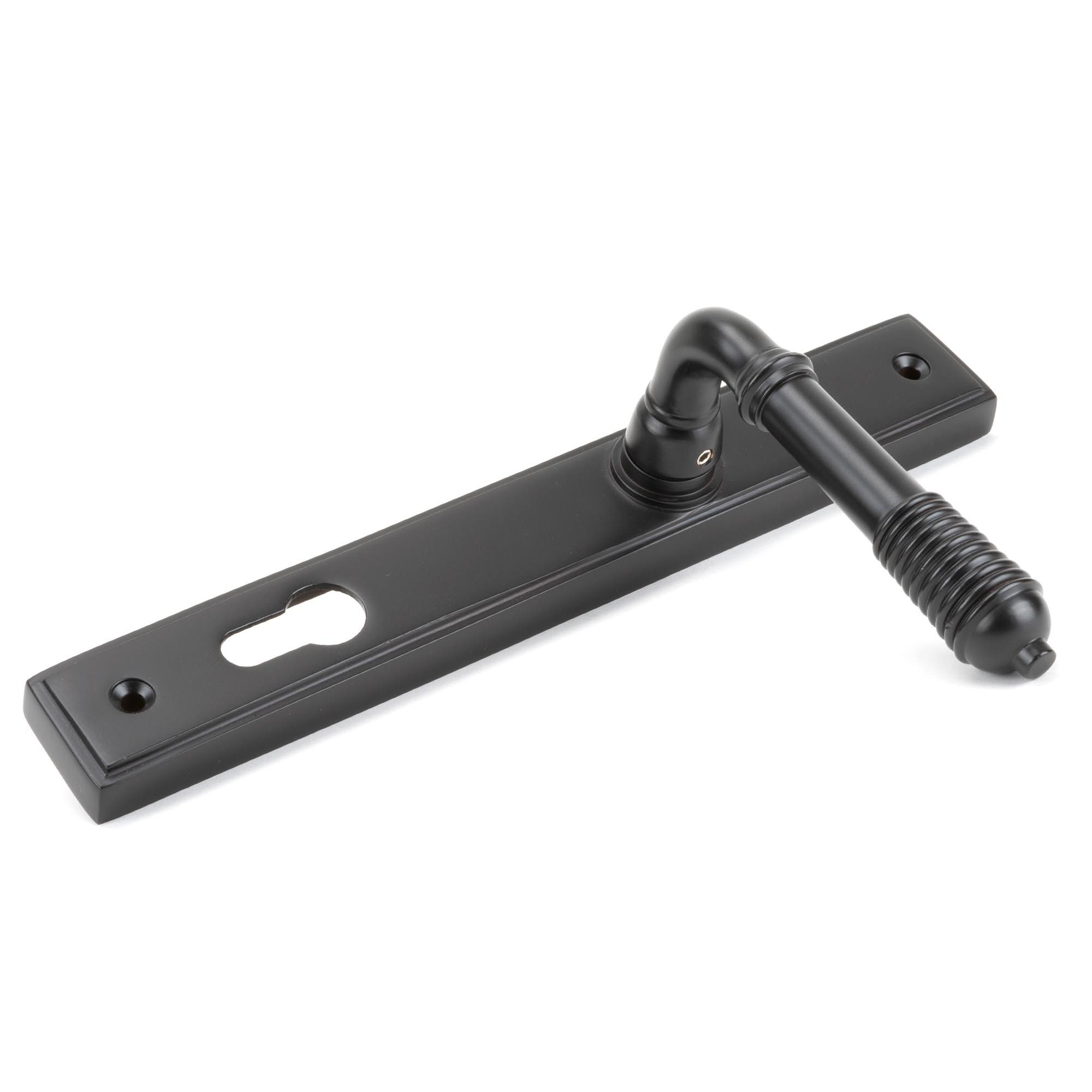 aged bronze reeded slimline lever espag. lock set