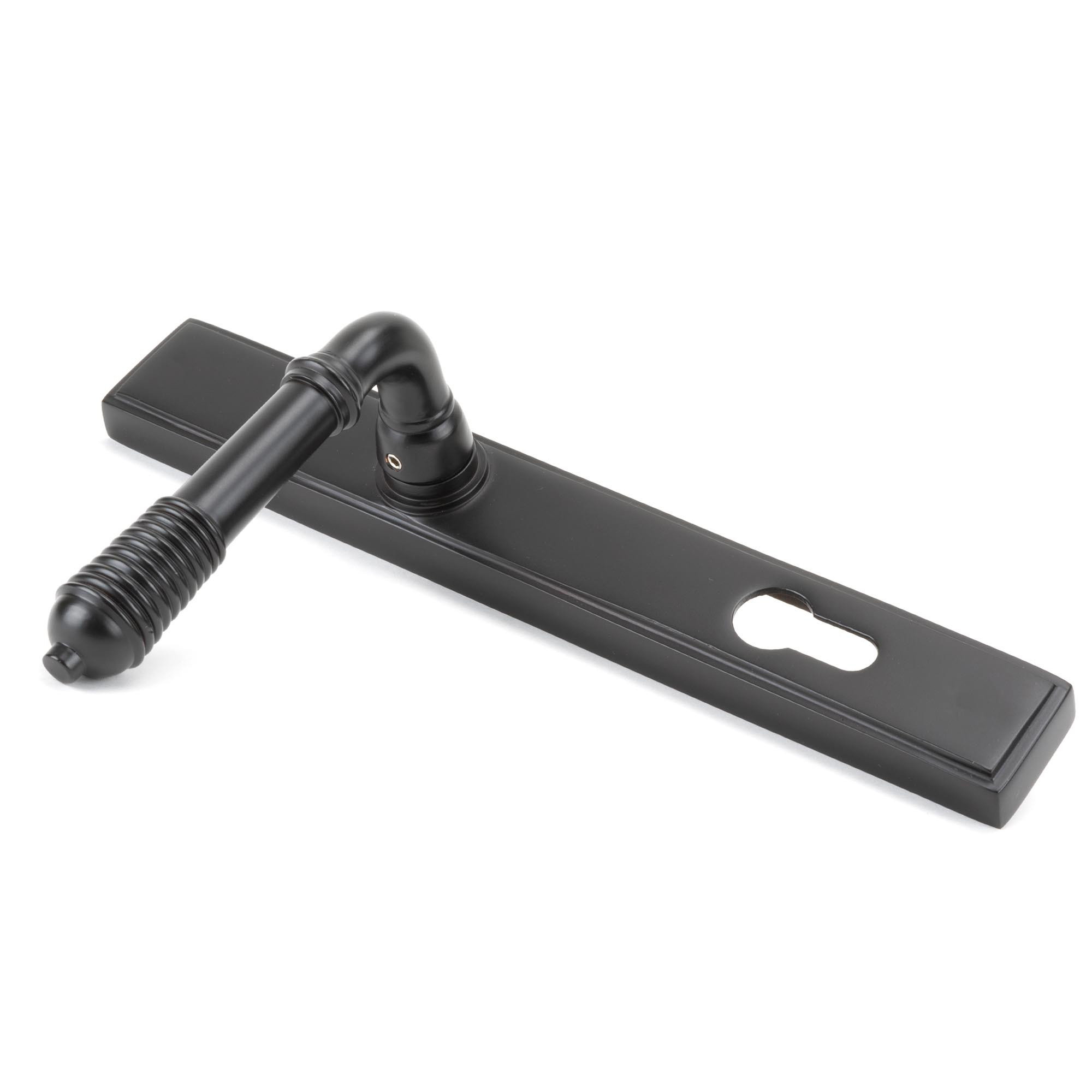 aged bronze reeded slimline lever espag. lock set