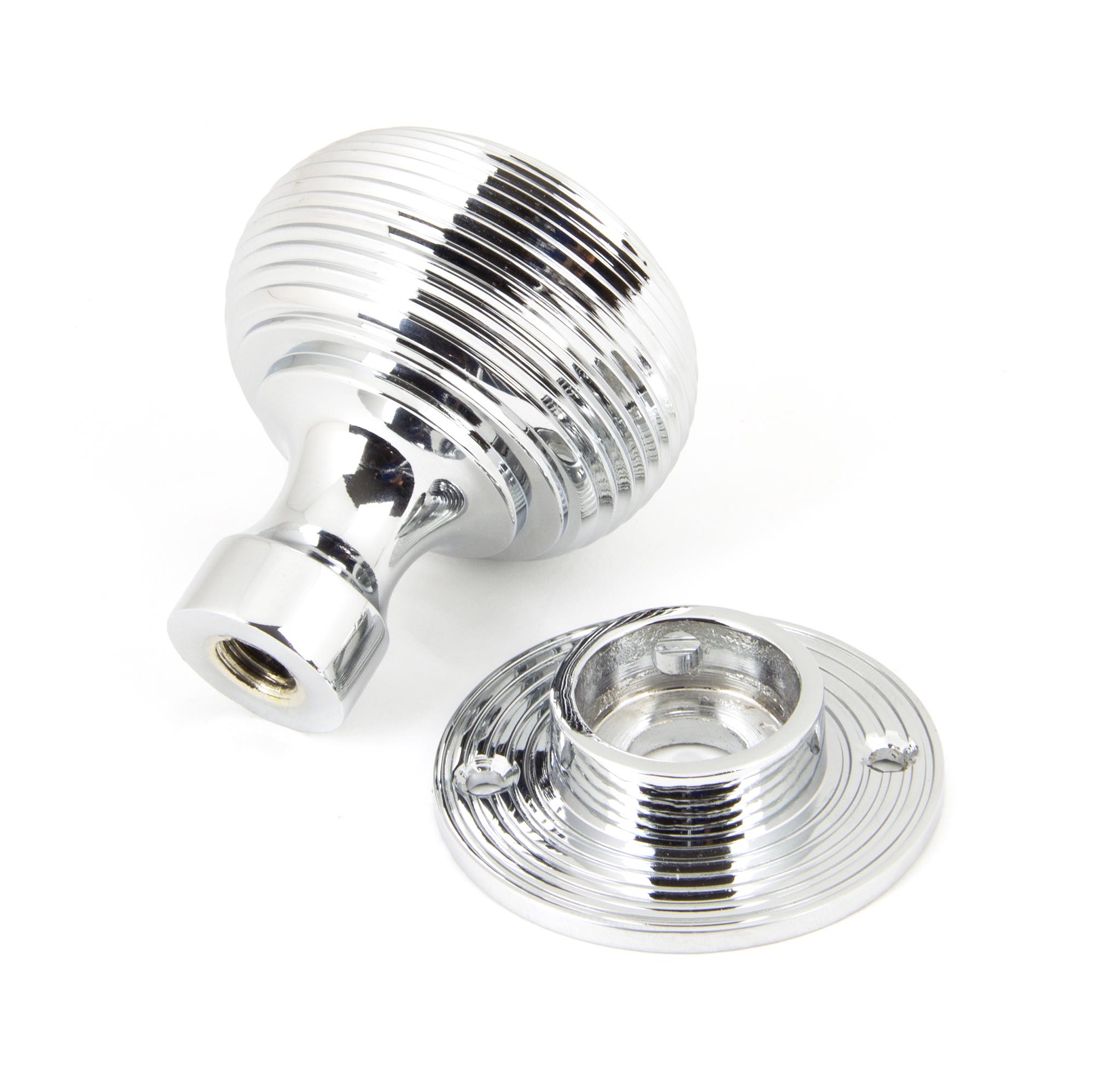 polished chrome heavy beehive mortice/rim knob set