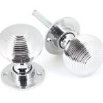 polished chrome heavy beehive mortice/rim knob set