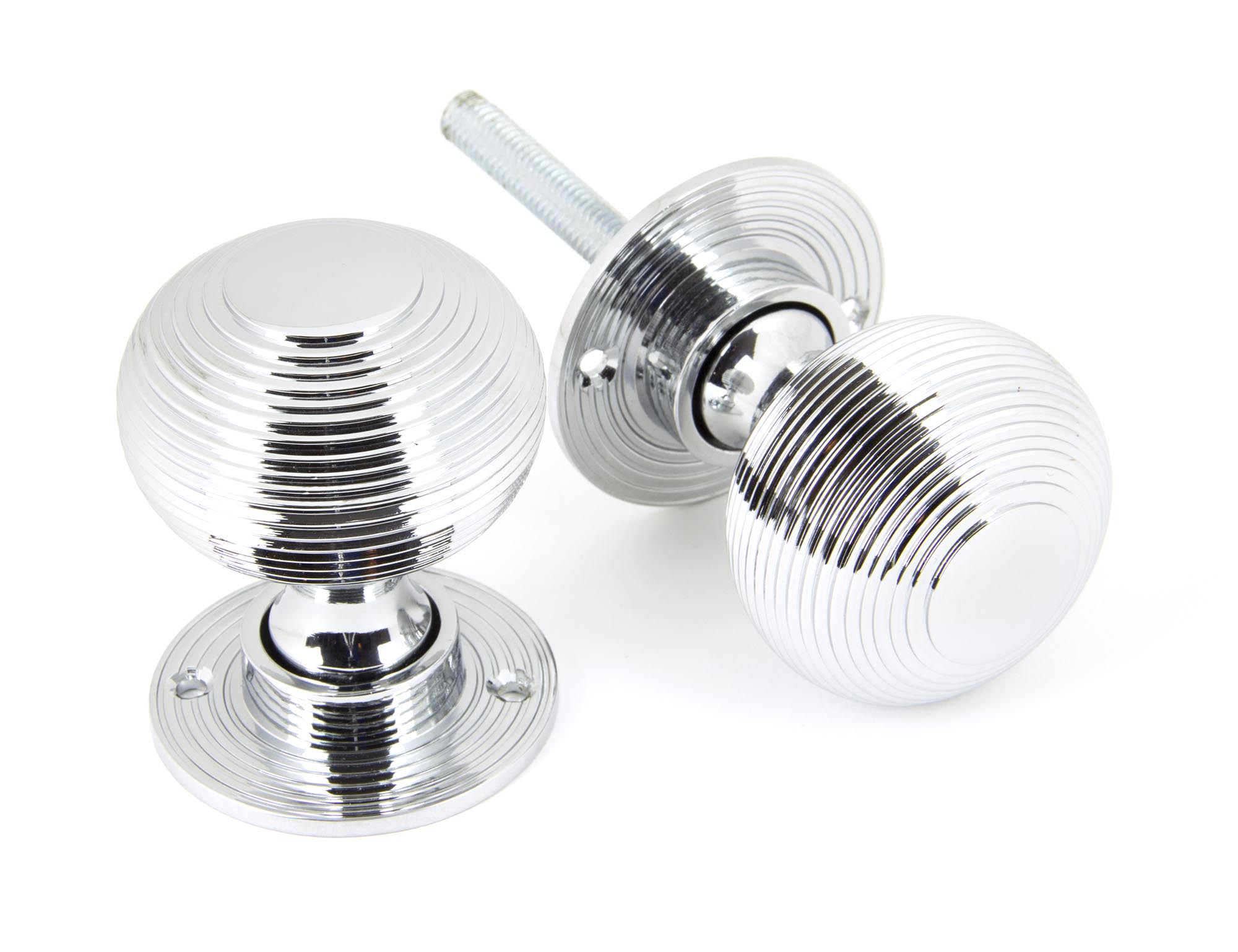 polished chrome heavy beehive mortice/rim knob set