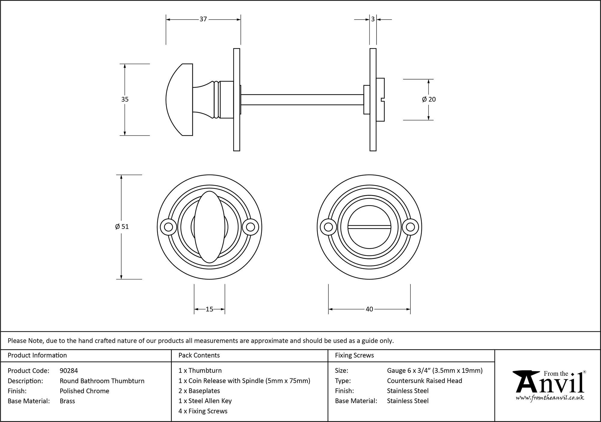 polished chrome round bathroom thumbturn