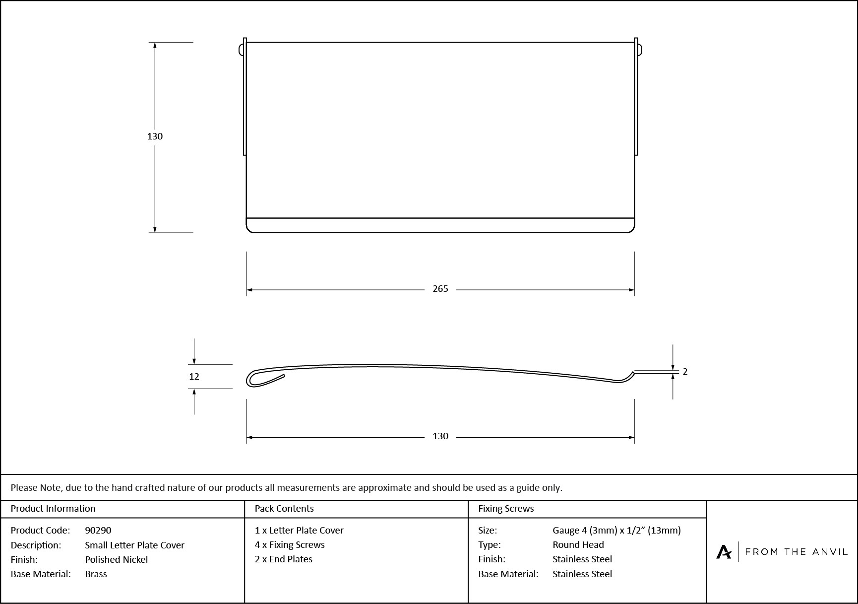 polished nickel small letter plate cover