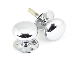 polished chrome mushroom mortice/rim knob set