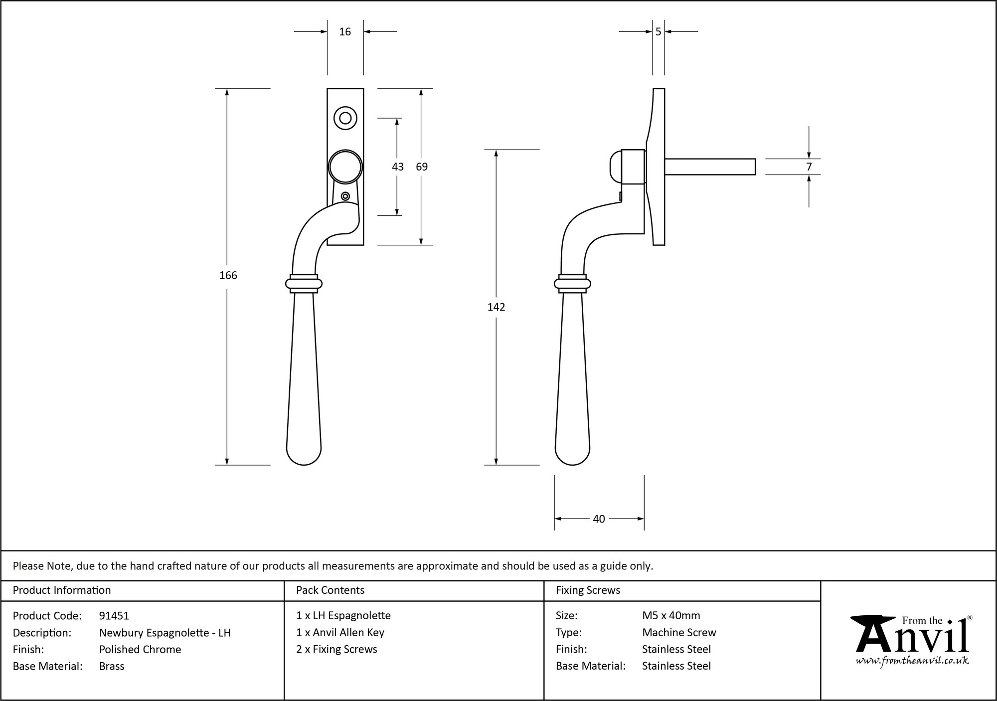 polished chrome newbury espag lh