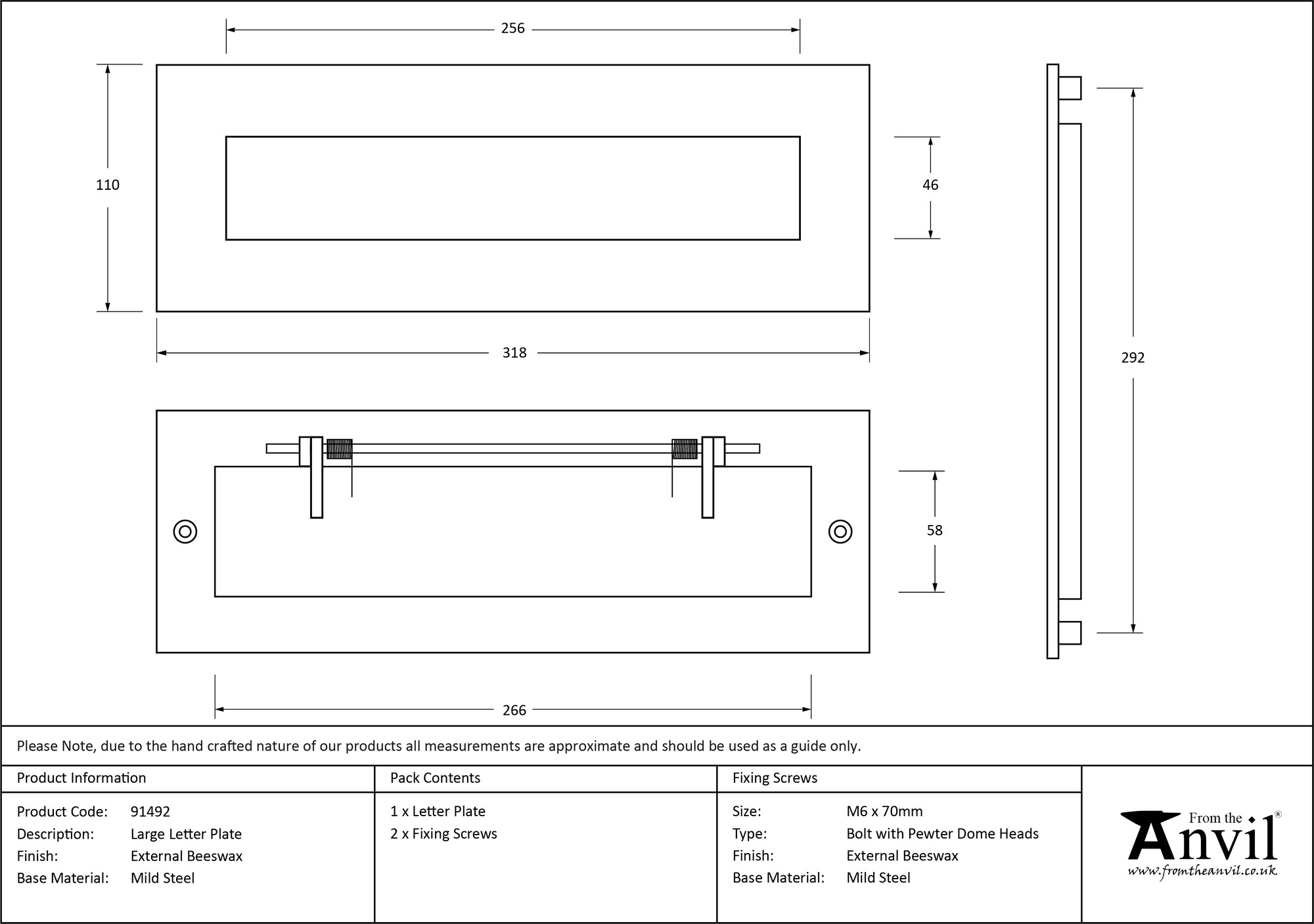 external beeswax large letter plate
