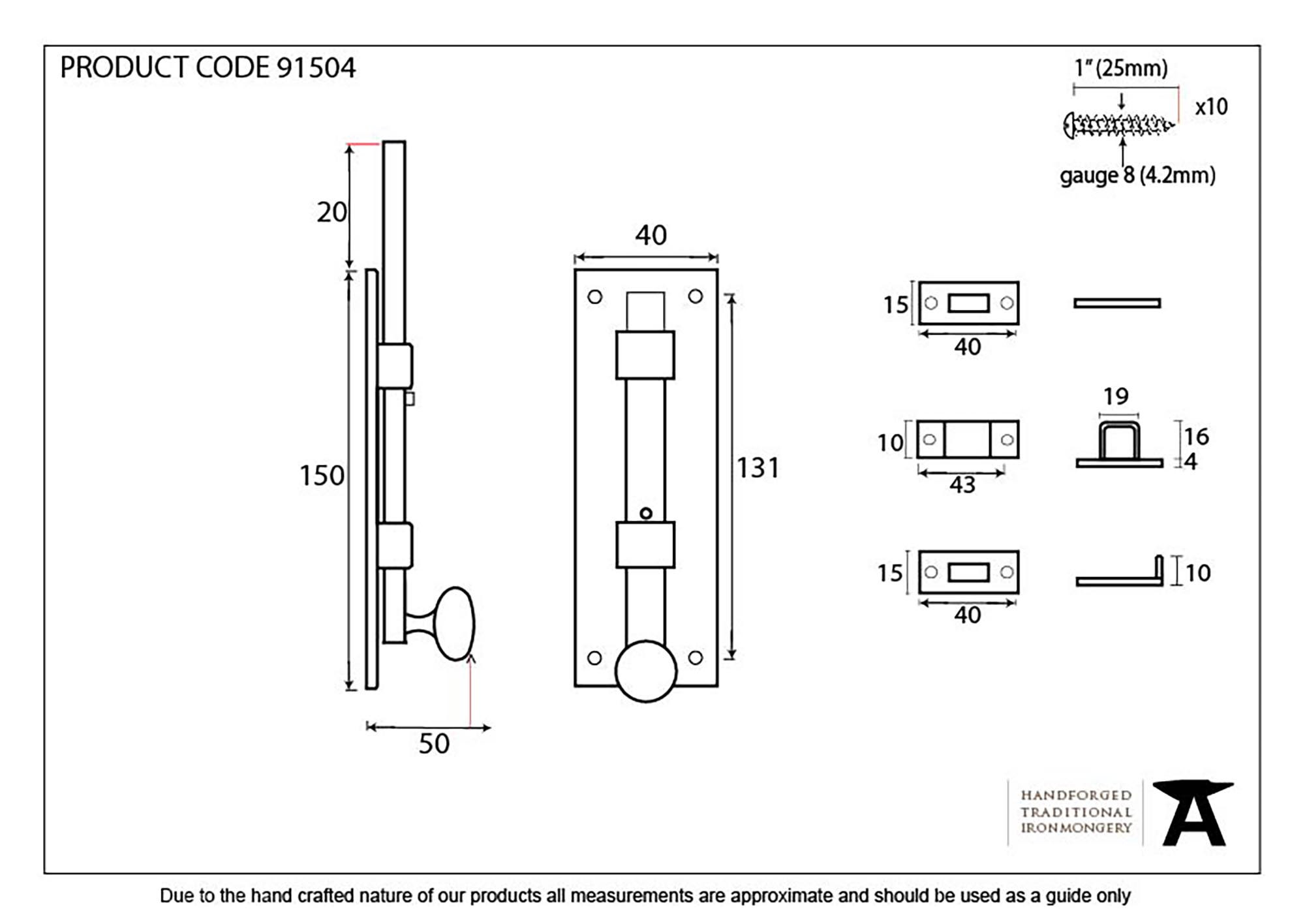 external beeswax 6" universal bolt
