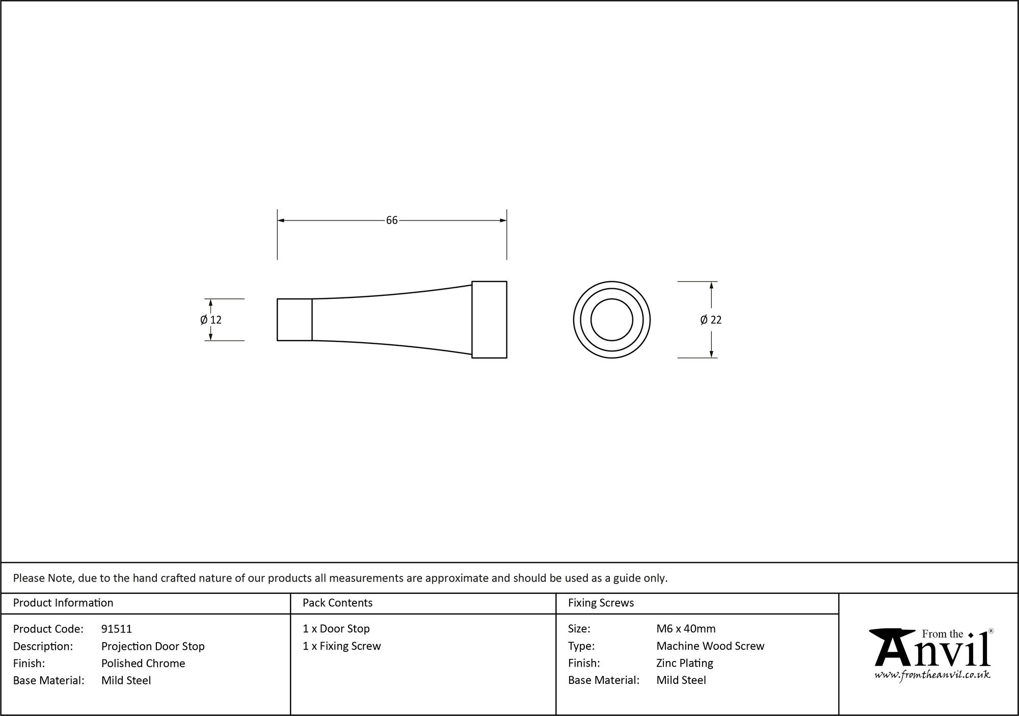 polished chrome projection door stop