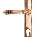 polished bronze reeded slimline lever espag. lock set