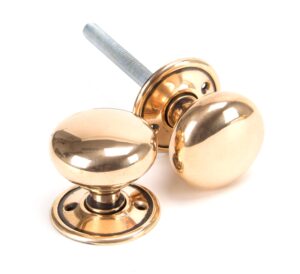 polished bronze mushroom mortice/rim knob set