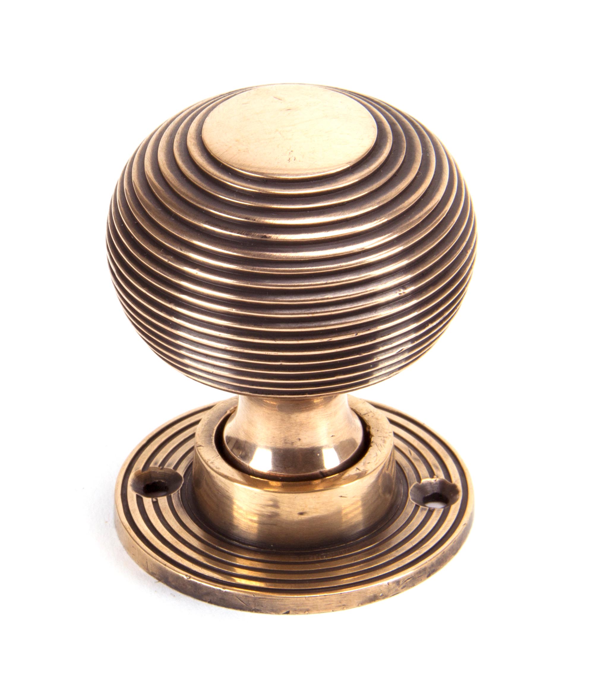 polished bronze heavy beehive mortice/rim knob set