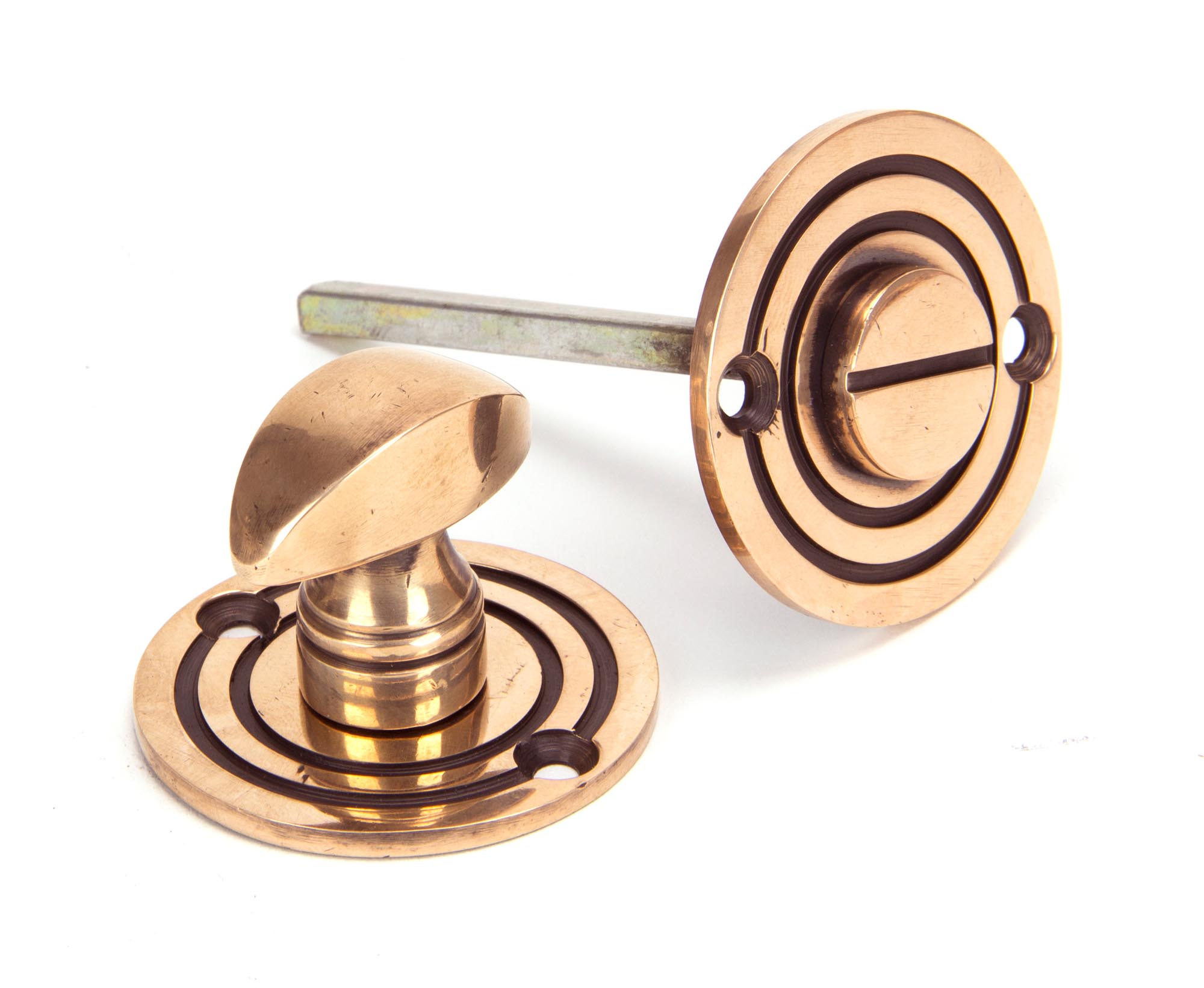 polished bronze round bathroom thumbturn