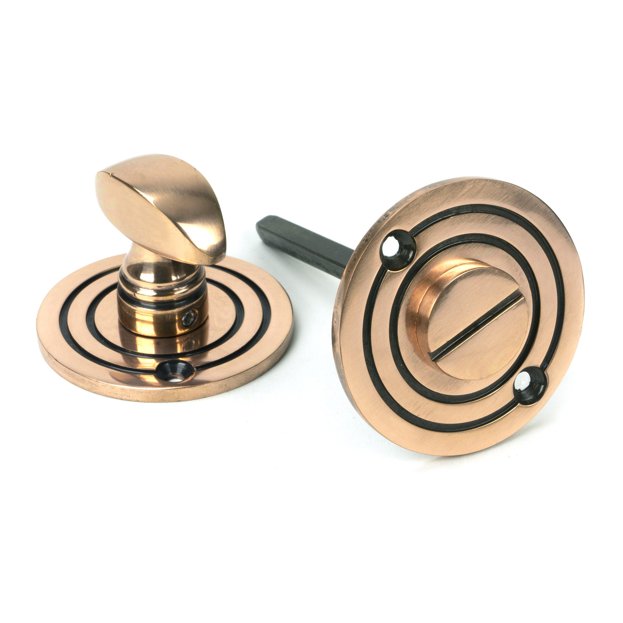 polished bronze round bathroom thumbturn