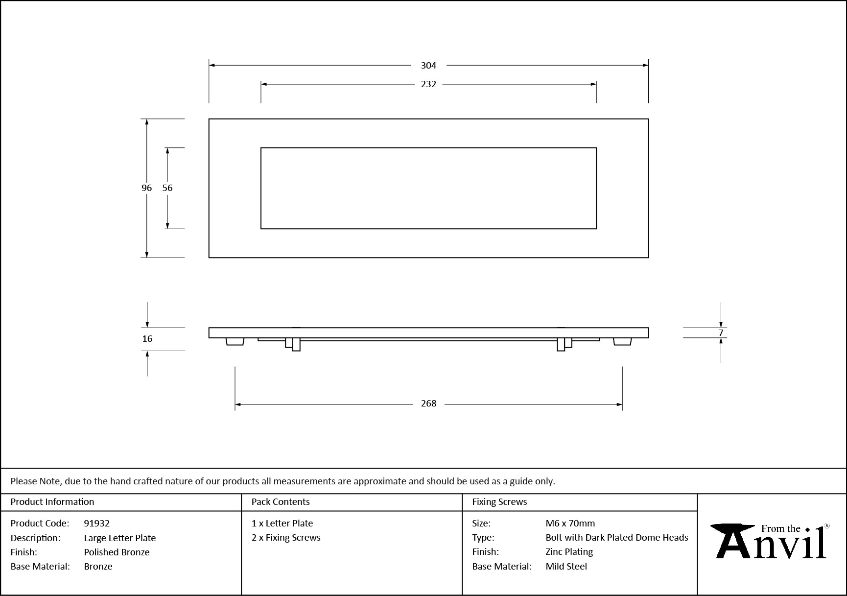 polished bronze large letter plate