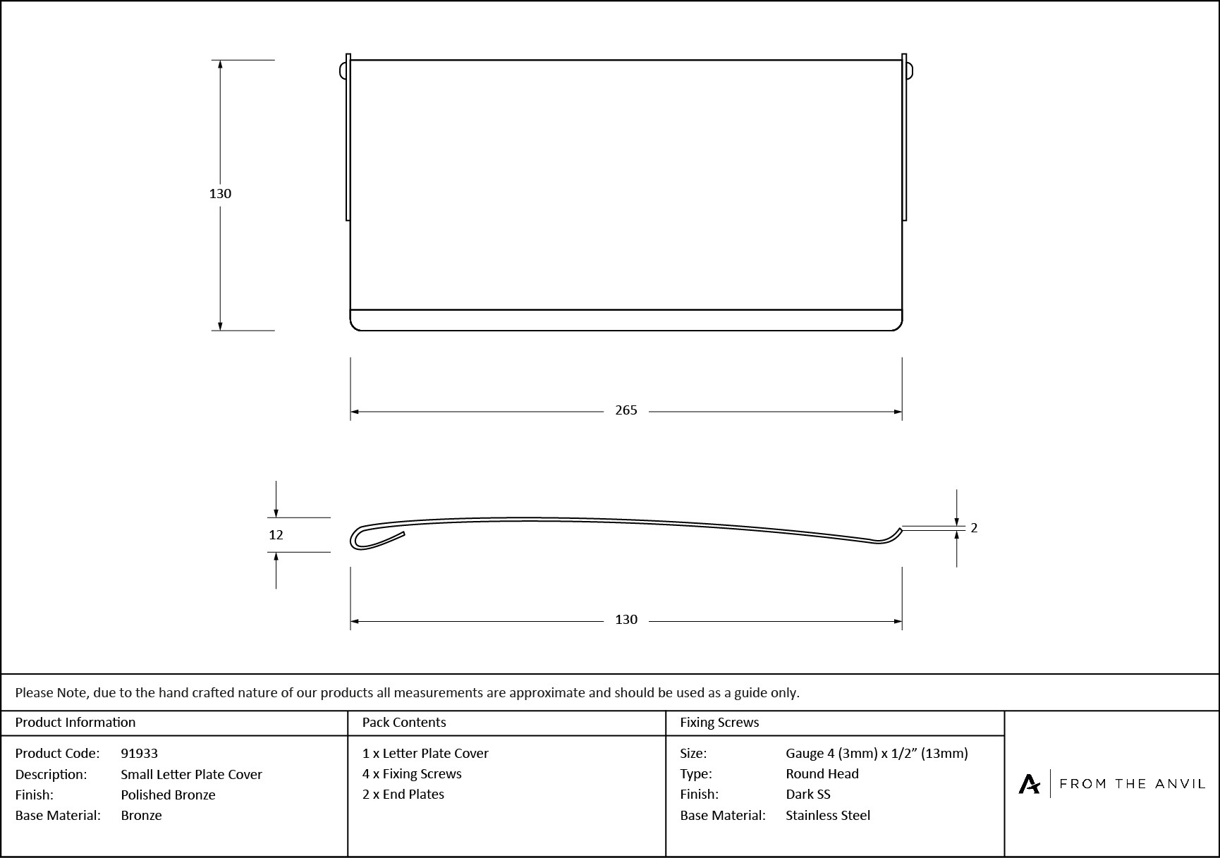 polished bronze small letter plate cover