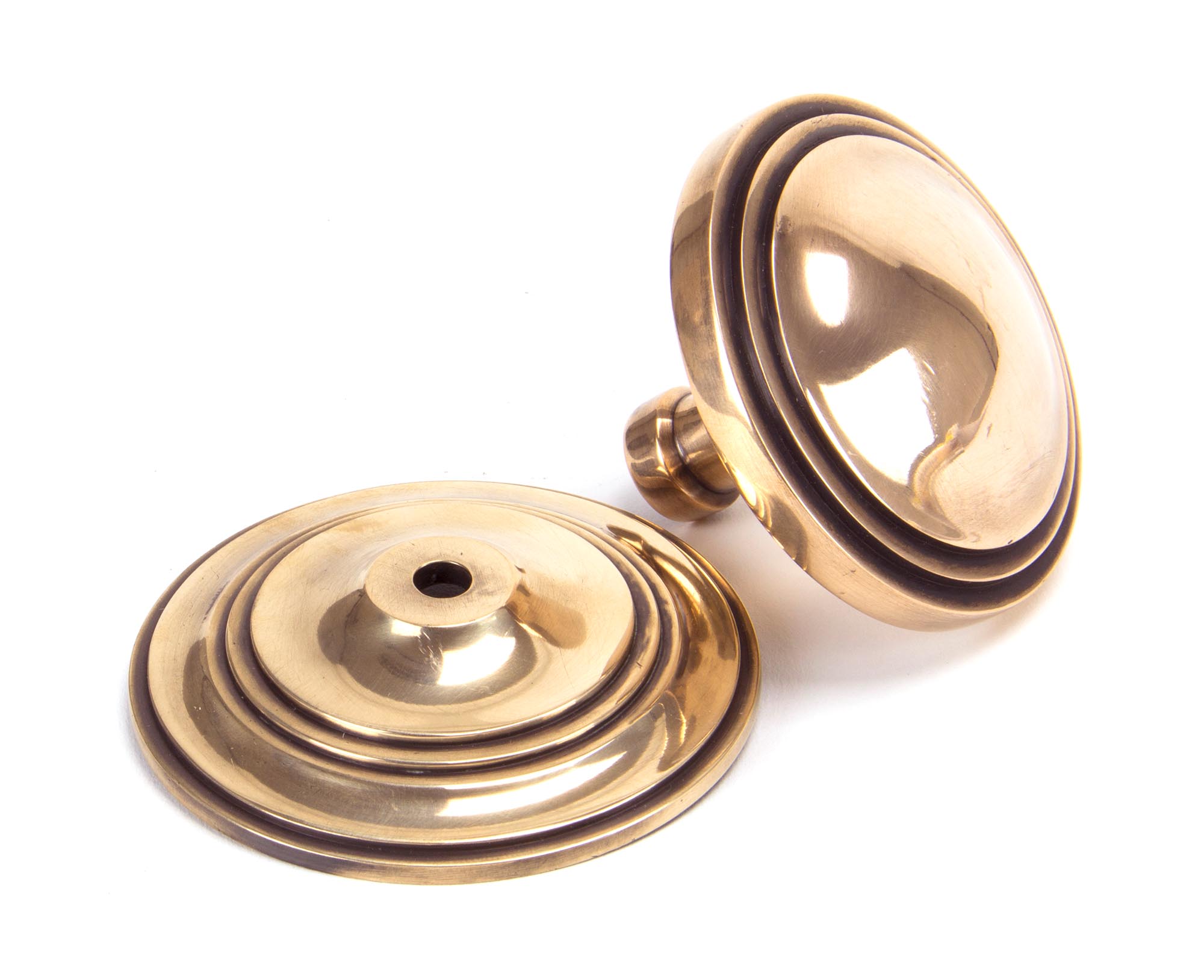 polished bronze art deco centre door knob