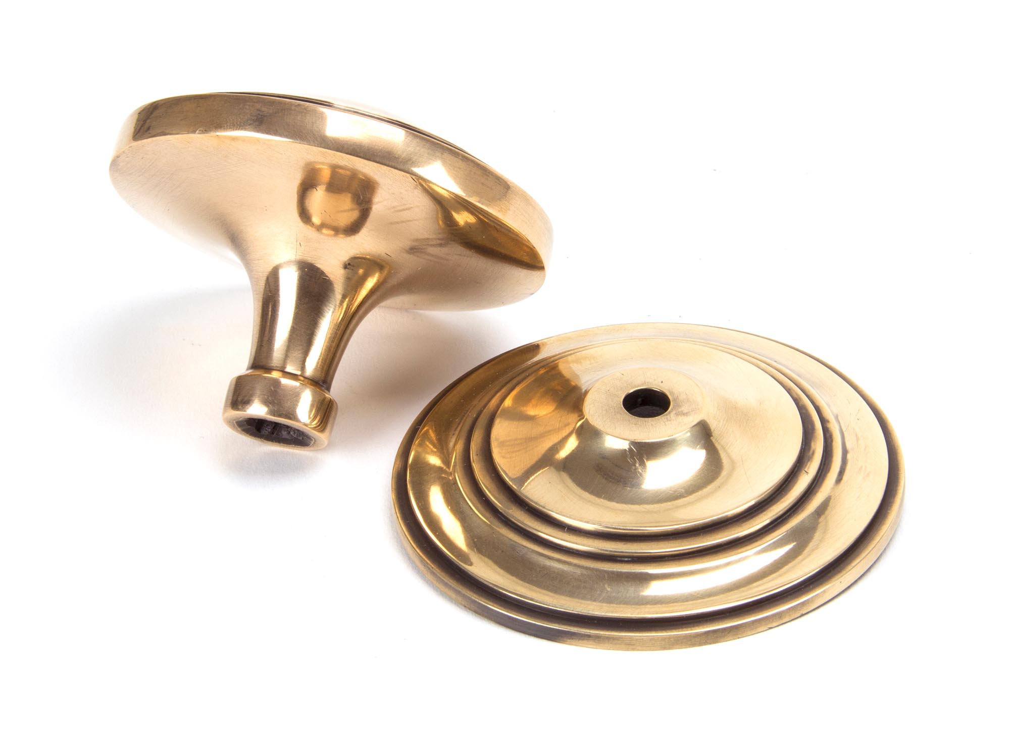 polished bronze art deco centre door knob