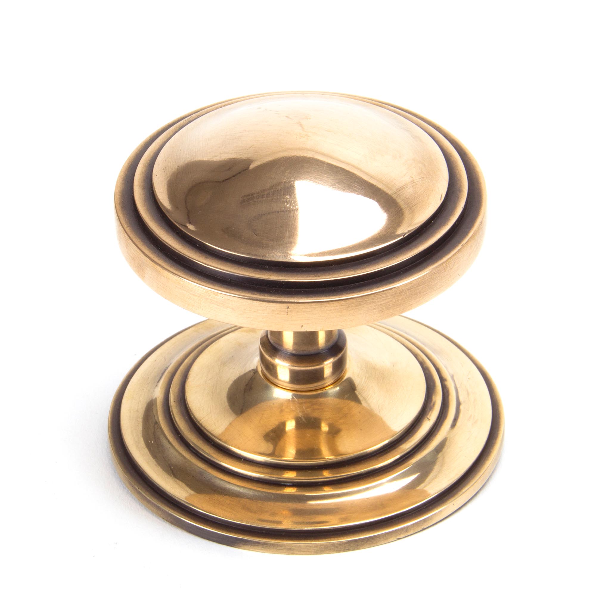 polished bronze art deco centre door knob