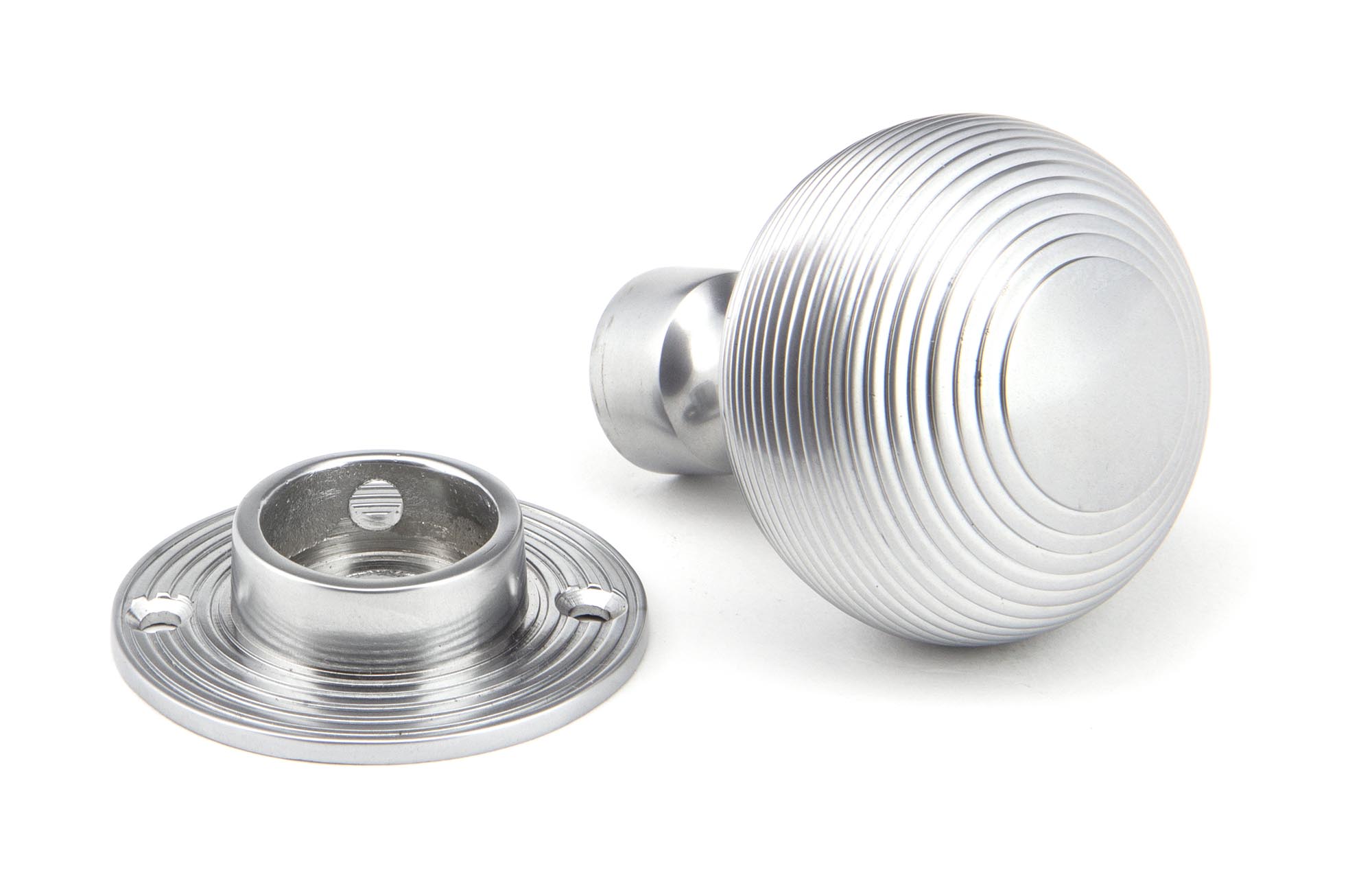 satin chrome heavy beehive mortice/rim knob set